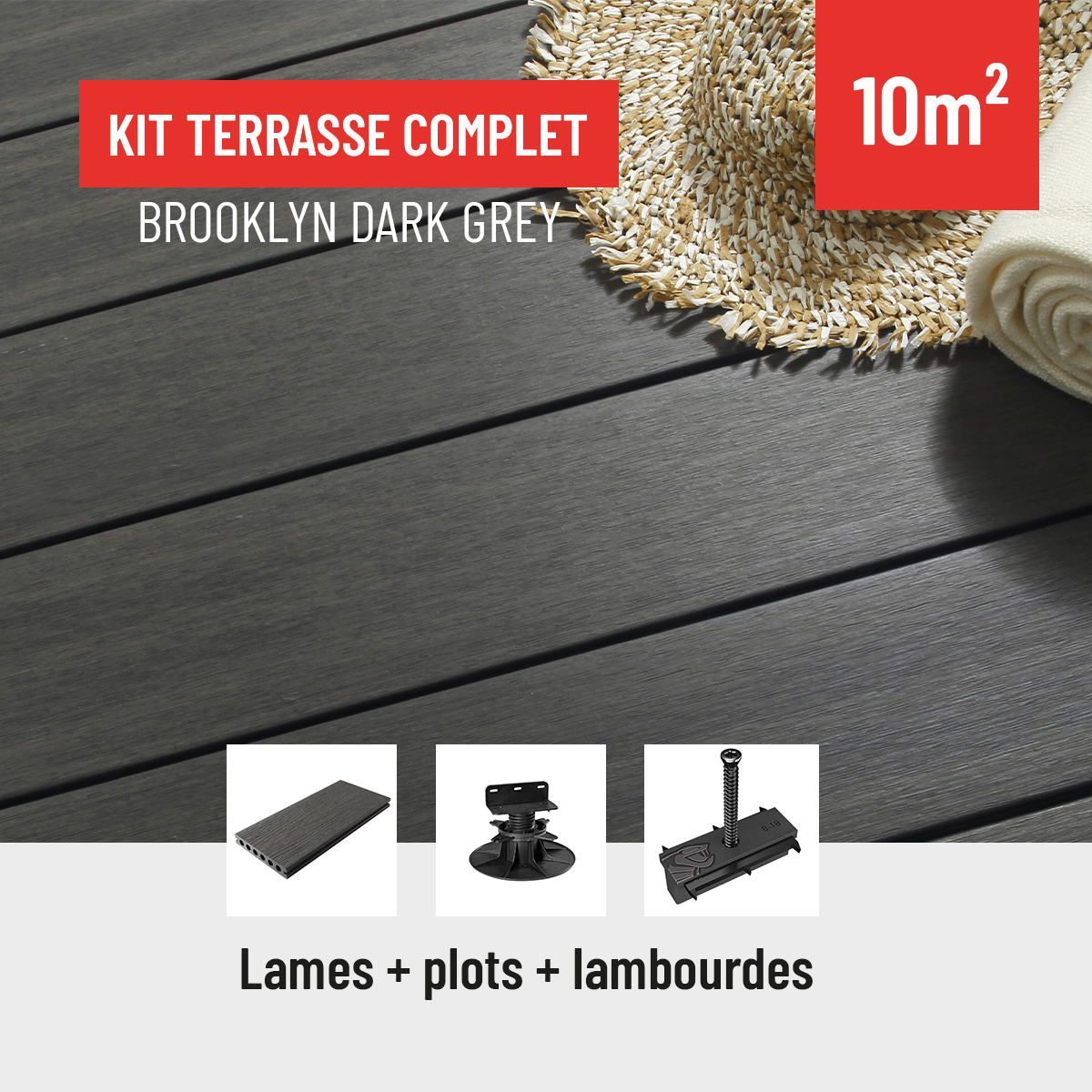 kit terrasse en composite dark grey