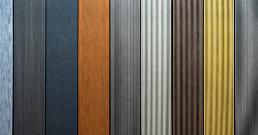 Différents coloris de lames de terrasse composite