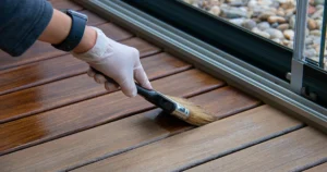 huile réparateur sur lames de terrasse en bois