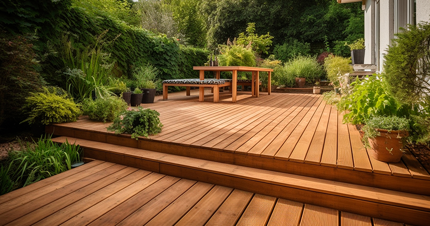 bordures en bois pour une terrasse sur plots
